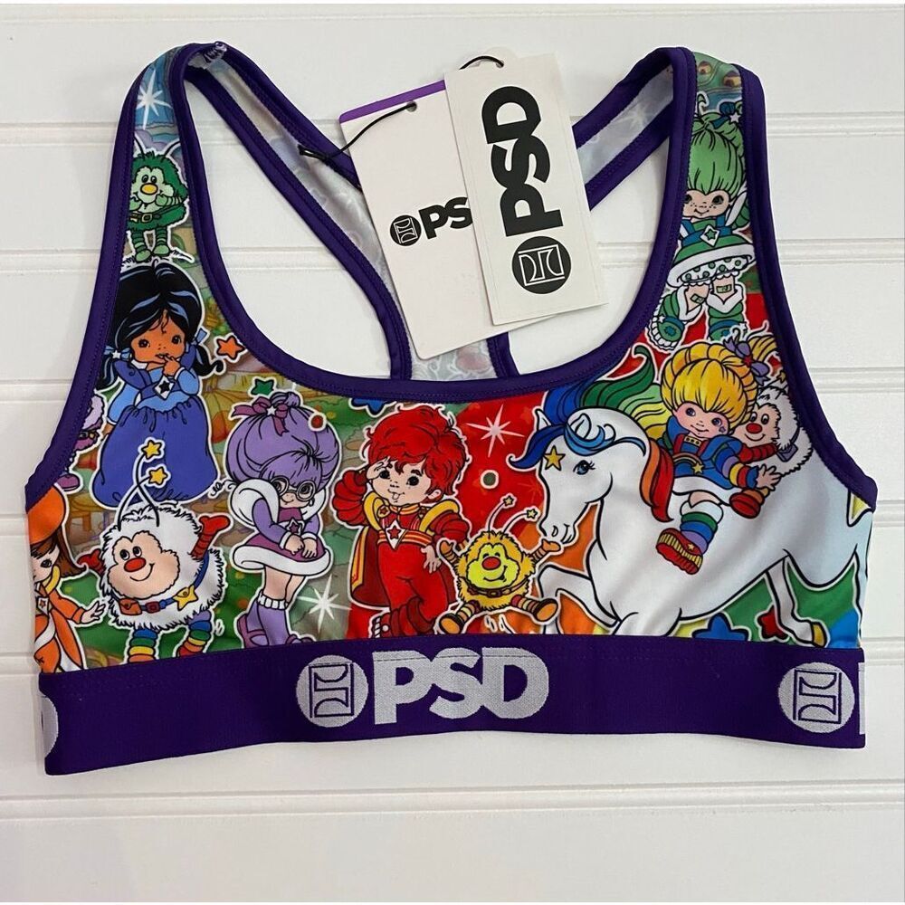 PSD Womens Rainbow Brite Sports Bra Sz Small